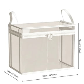 Clear PVC Book Storage Bag, Foldable Clothing Organizer Bin with Zipper and Handles, Waterproof Storage Box for Closet Travel and Moving Gift