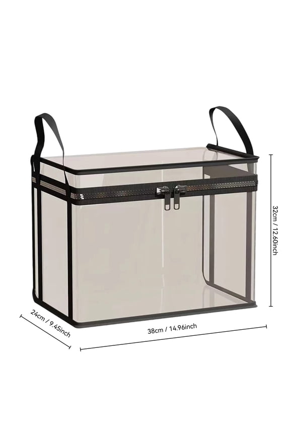 Clear PVC Book Storage Bag, Foldable Clothing Organizer Bin with Zipper and Handles, Waterproof Storage Box for Closet Travel and Moving Gift