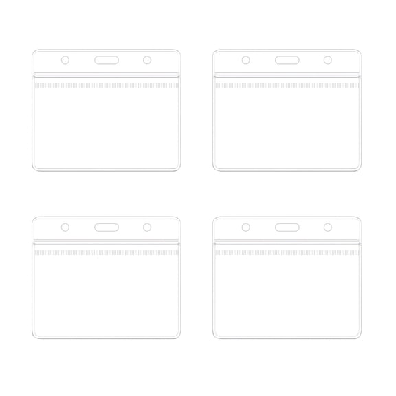 Clear PVC Card Holder,Horizontal Badge Protector with 3 Slot Holes for Lanyard,Reusable Document Sleeve for Health Record ID and Event Credentials(White)