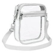 Clear PVC Crossbody Bag - Stadium Approved 20x15cm Transparent Shoulder Bag for Men/Women - Adjustable Strap 11.5-23" with Front Pocket