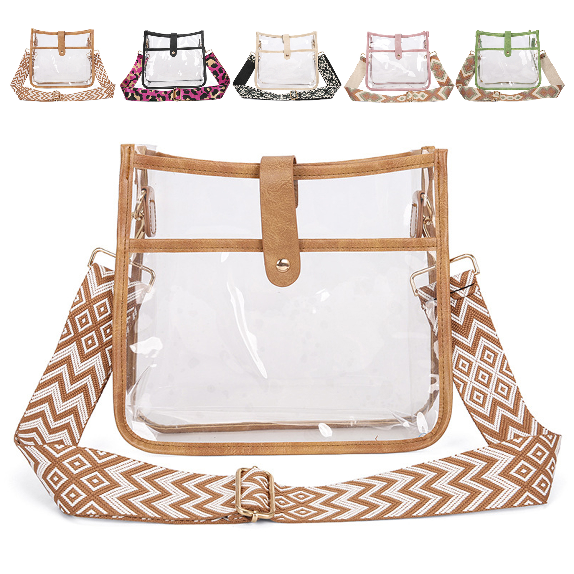 Clear PVC Crossbody Bags Women Guitar Strap Transparent Shoulder Bag