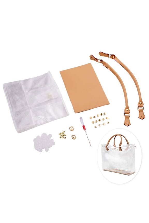 Clear PVC DIY Tote Bag Handbag Making Kit, 5 Sizes Handmade Gift Bags Craft Accessories Tool Set Birthday Holiday DIY PVC Bag for Kids