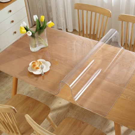 Clear PVC Desk Mat Transparent Tabletop Protector Vinyl Cover for Scratches Spills Stain Resistant Desk Pad for Home Office 11.8x11.8 in
