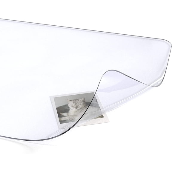 Clear PVC Desk Pad 24" x 48" Heat Resistant Waterproof Round Edge Anti-Static