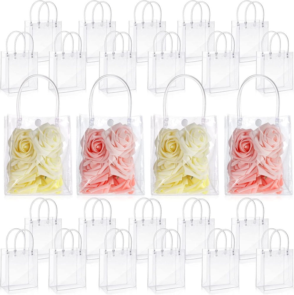 Clear PVC Gift Bags with Handles 7 x 5.1 x 2.76 Inch Transparent Gift