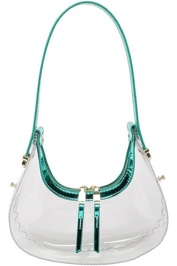 Clear PVC Hobo Bag for Stadium Events Transparent Jelly Crescent Shoulder Bag Clear Tote Handbag Stadium Approved