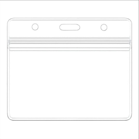 Clear PVC Horizontal ID Holder Waterproof Plastic Badge Sleeve Pack of 10 for Office and Event Security Pass Display with Lanyard Slot 4x2 Inch