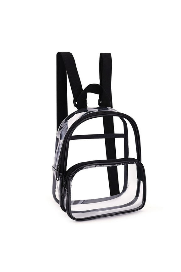 Clear PVC Mini Backpack with Zippered Front Pocket Transparent Daypack for School Travel and Stadium Events