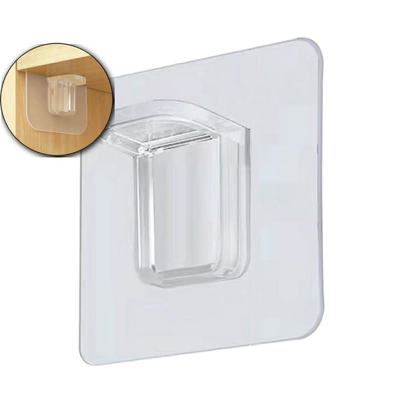 Clear PVC No-Drill Cabinet Shelf Bracket 2.36x2.36" Non-Perforated Invisible Support