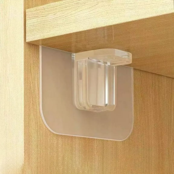 Clear PVC No-Drill Cabinet Shelf Bracket | Invisible Adhesive Support for Laminate Partitions & Shelves | 2 Sizes 6x6cm & 7x7cm