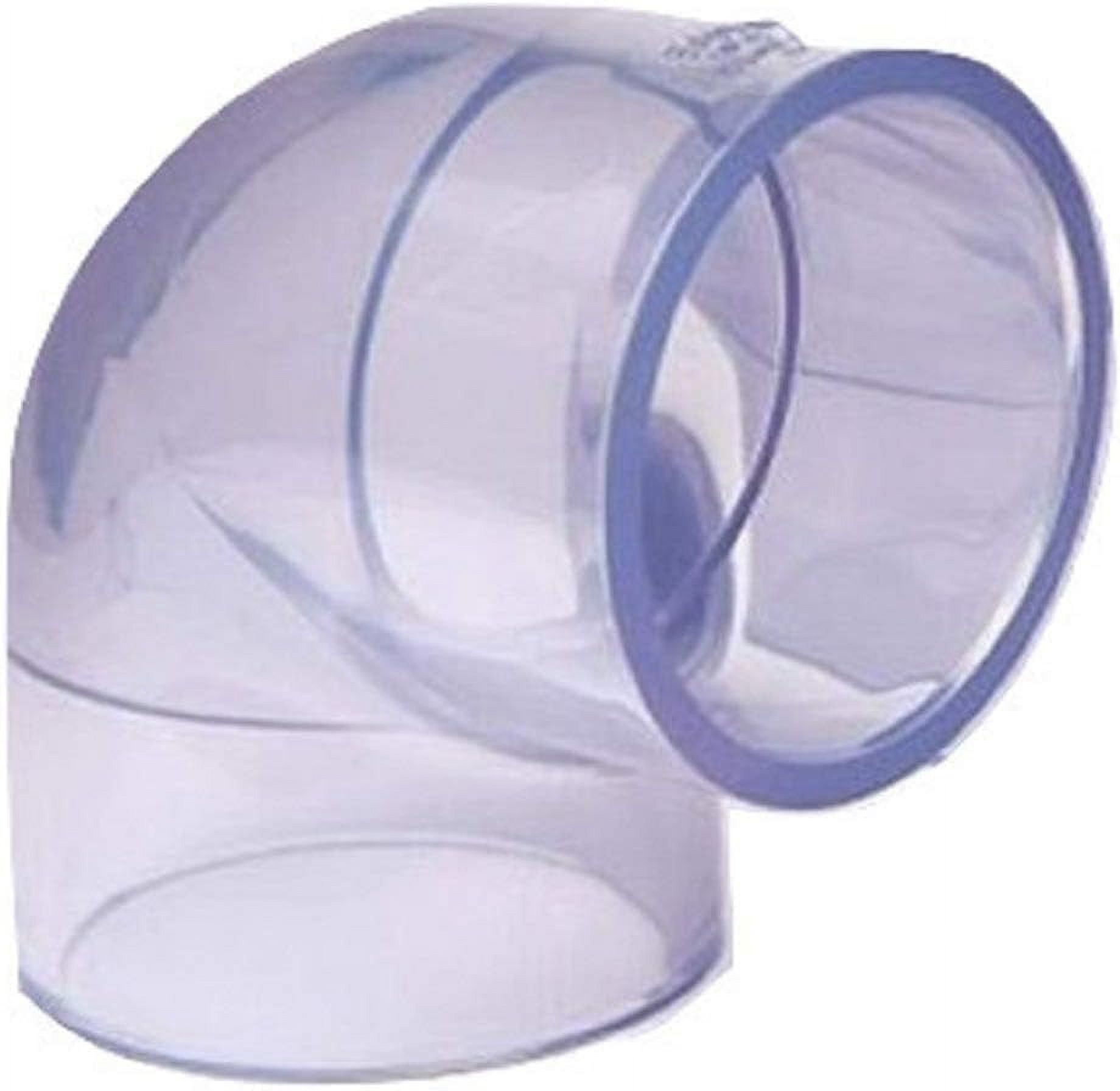 Clear PVC Pipe Fitting (bluish tint) 90 Degree Elbow, Schedule 40/80