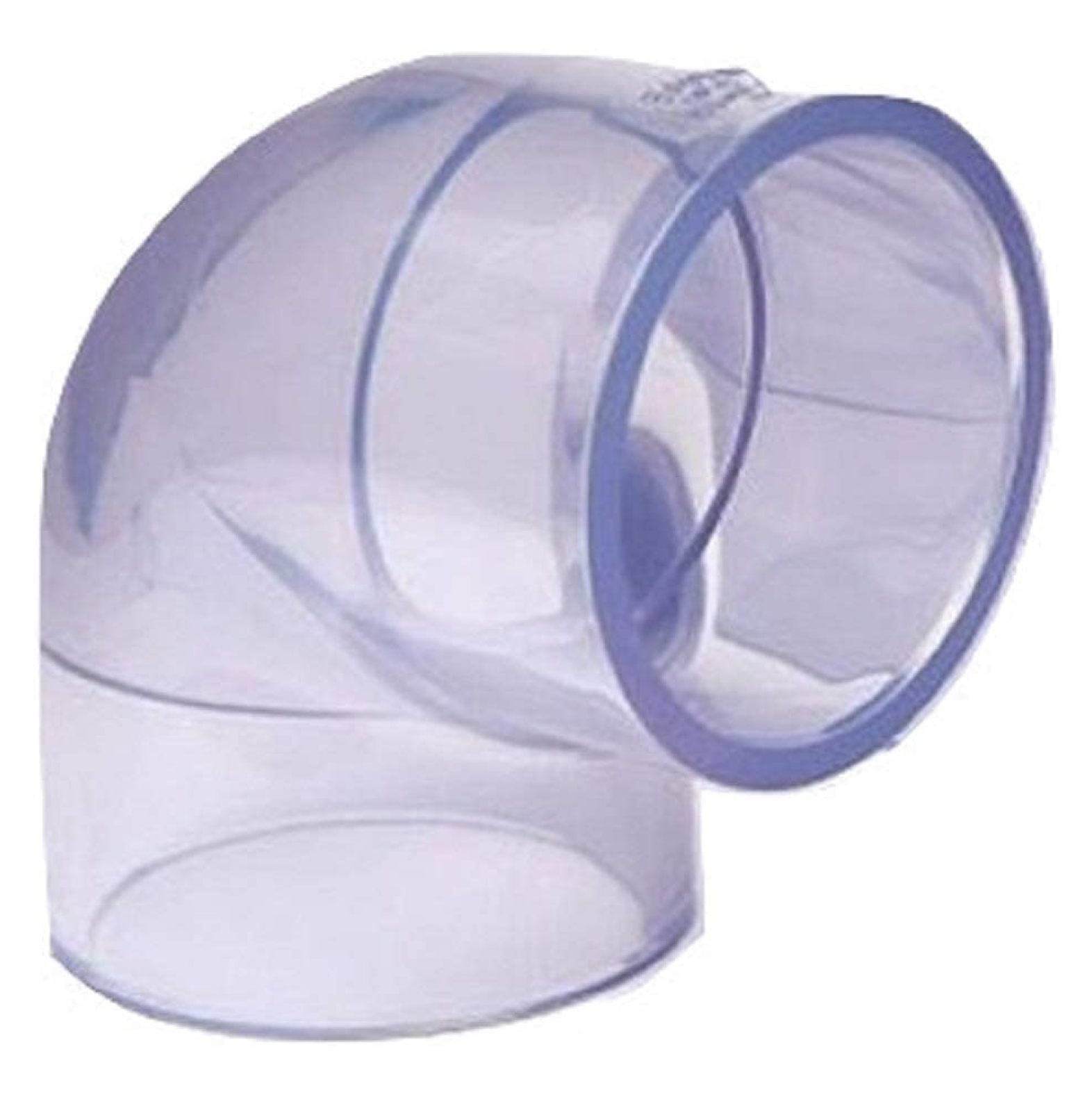 Clear PVC Pipe Fitting (bluish tint) 90 Degree Elbow, Schedule 40/80