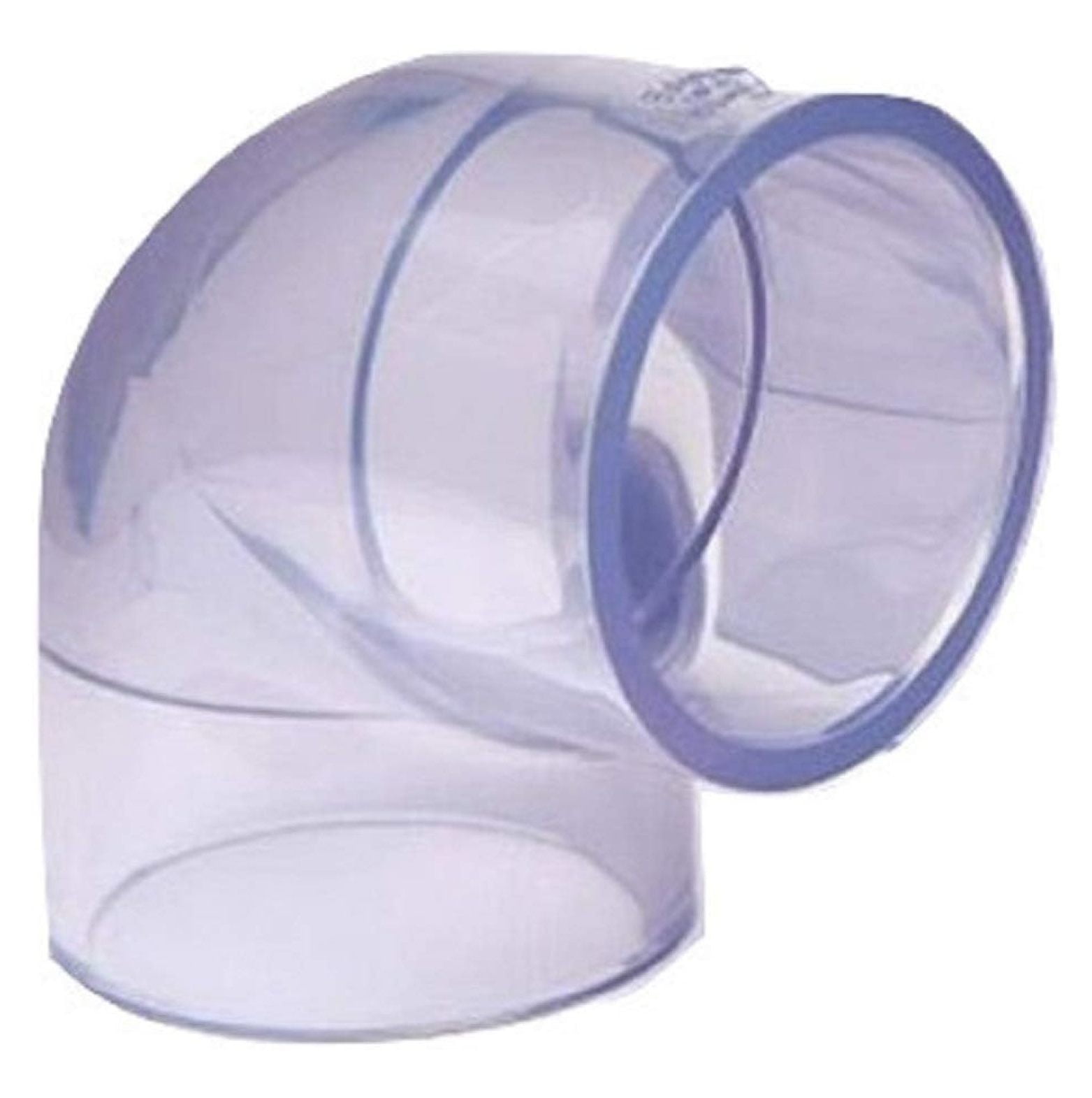 Clear PVC Pipe Fitting (bluish tint) 90 Degree Elbow, Schedule 40/80