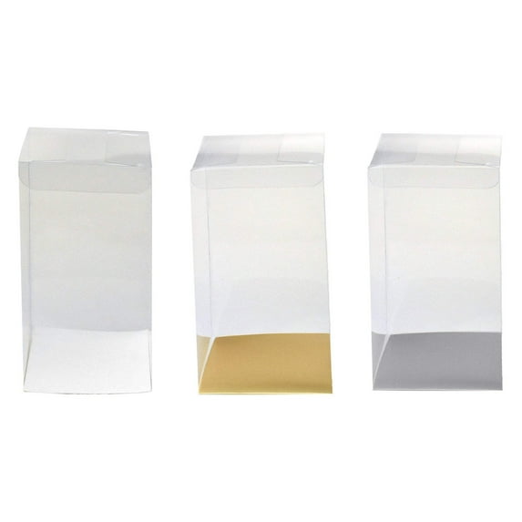 Clear PVC Plastic Favor Box with Card Bottom 4x4x6 Inch (12 pieces)