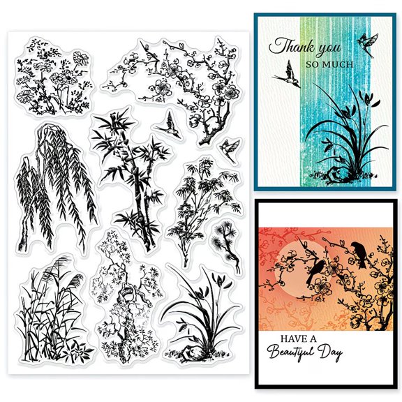 Clear PVC Stamp Sheets 8.27x5.83in for Scrapbooking Plant Design Craft Stamps