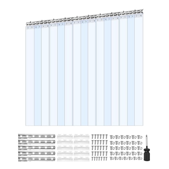 Clear PVC Strip Curtain, 96 in Height x 60 in Width x 0.08 in Thickness, 10 PCS Walk in Freezer Cooler Curtain Strips, Smooth Waterproof Plastic Door Strips for Warehouse, Freezer, Garage Doors