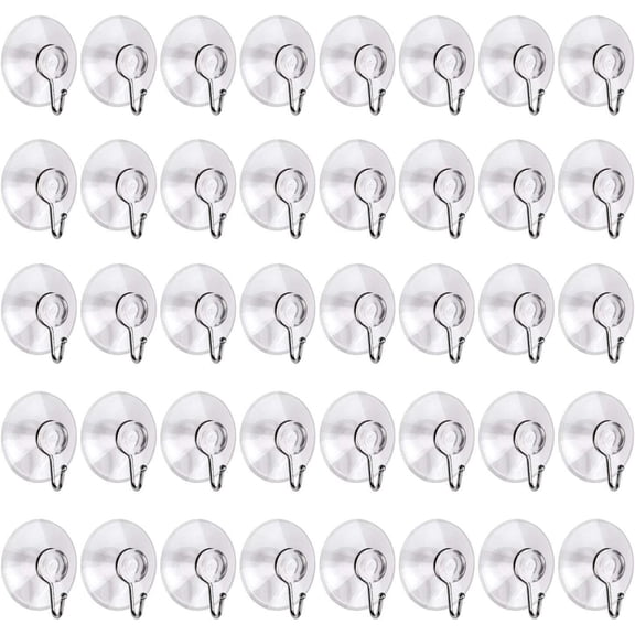 Clear PVC Suction Cup Hooks, 40 Packs, Universal 1.77 Inches