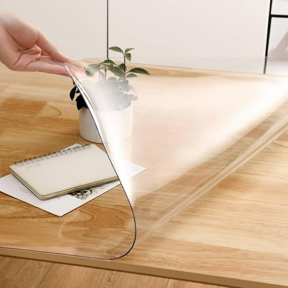 ARCOCO-Clear PVC Table Cover Protector 23.6x63 Inches Transparent Mat Rectangular Plastic Table Pad Mat Furniture Protective Desktop Liner Cover PVC Tablecloth