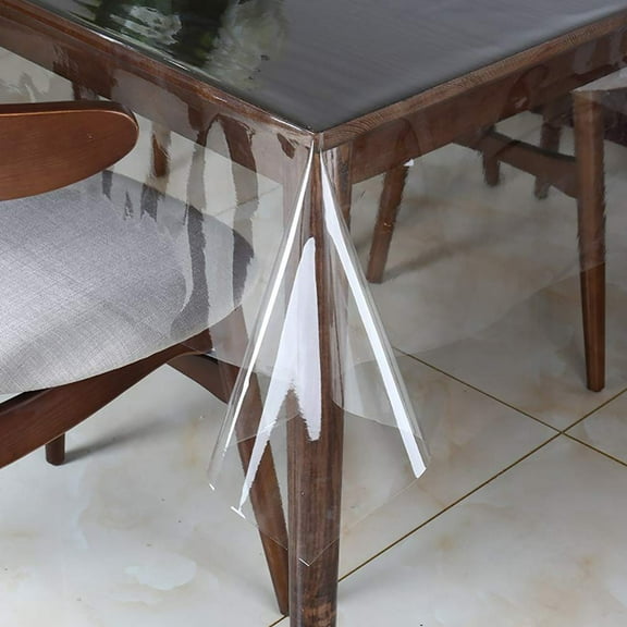 Transparent Plastic Tablecloth 54x54 Inch Vinyl Table Cover Waterproof Scratch Resistant for Kitchen Dining Outdoor Picnic, Clear