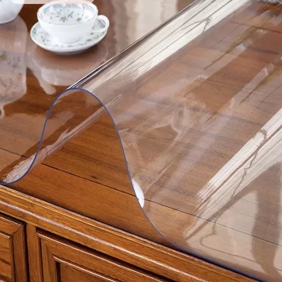 Clear PVC Table Mat 16x16 Inches Oil Proof Heat Resistant Vinyl Placemat Soft Glass Cover for Dining Table Desk Kitchen Countertop Protection