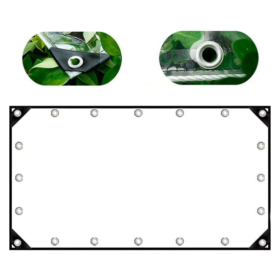 Clear PVC Tarp with 20 Tear Resistant Grommets, 120"x 40" UV-Coated Vinyl Blocks Rain & Wind for Greenhouse/Balcony/Garden, Cold Crack Resistant