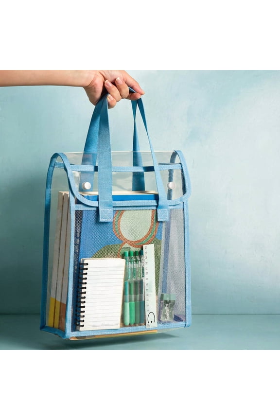 Clear PVC Tote Bag, Double-Layer Handbag, Transparent Waterproof Shoulder Bag, Large Capacity Clear Tote Bag, 13.7x10.3x3.5 Inches