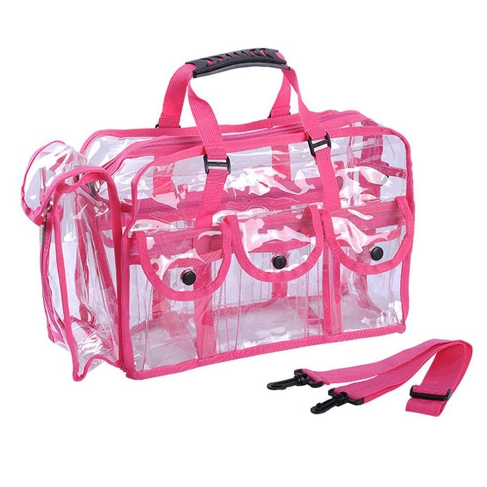 cheap pvc travel makeup bag pricelist Clear PVC Travel Makeup Cosmetic Bag with 6 External Pockets and Shoulder  Strap (Pink Trim)