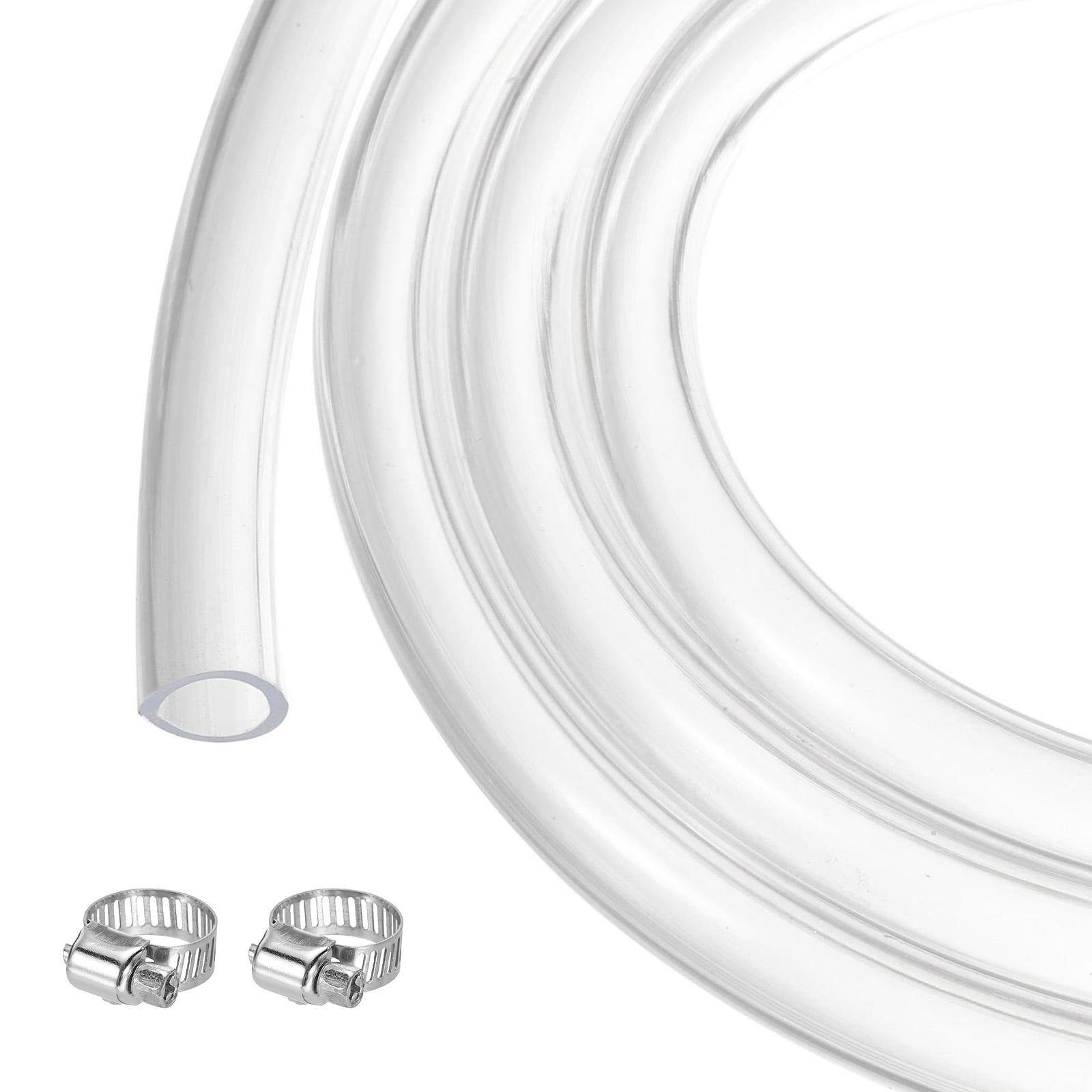 Clear PVC Tubing 5/8" ID Plastic PVC Tube Flexible Water Hose 25ft, 15.9mm x 20.6mm, with 2pcs Clamps
