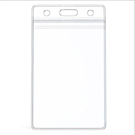 Clear PVC Vertical Badge Holder – Waterproof Transparent ID Card Holder for Office, Security, and Visitor Pass, Crystal Clear Easy Scanning Plastic Card Sleeve