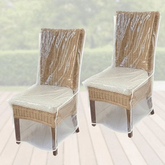 Clear PVC Vinyl Chair Covers 2-Pack, Heavy-Duty Waterproof Slipcovers for Dining & Kitchen Chairs, Protects Against Spills, Dust, Pet Hair and Scratches, Easy to Clean and Maintain