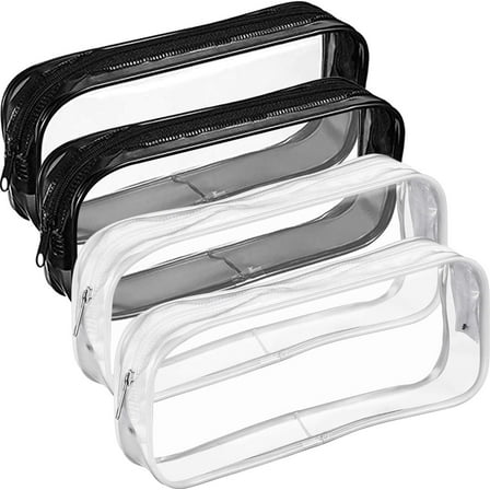 Clear PVC Zipper Pencil Bag, Portable Travel Toiletry Bag Waterproof Cosmetic Bag for Travel Home Office Makeup Brushes Storage