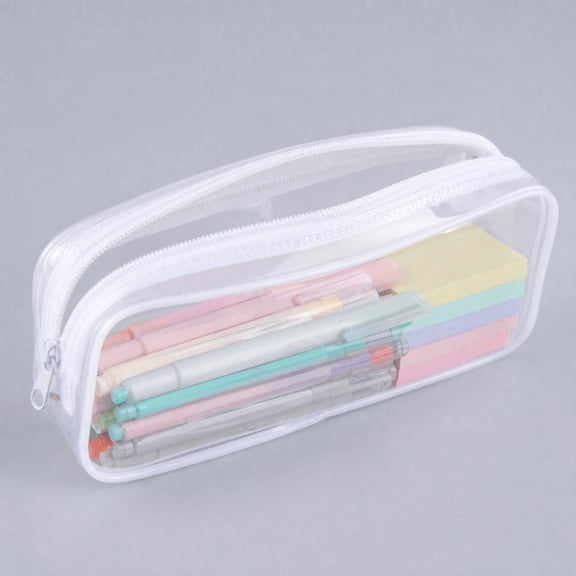 Clear PVC Zipper Pouch, Transparent Cosmetic Makeup Bag, Waterproof Travel Toiletry Bag, Multi Purpose Pencil Case Organizer For School Office Accessories, 7.9 Inch