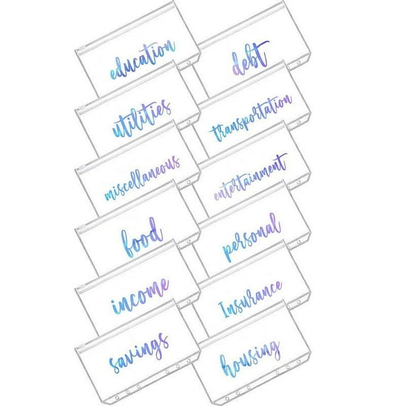 Clear PVC Zipper Storage Bags | 1Waterproof Document Envelopes for Bills, Receipts & Cash | Budget Organizer for Home, Office & School