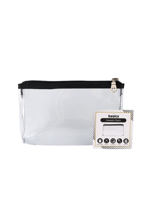 Clear PVC Zippered Cosmetic Clutch and Travel Makeup Accessory Bag