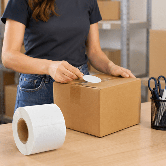 Clear Package Seals - 1000 Labels per Roll, Round Circle Wafer Seal Stickers, Self-Adhesive Envelope Seals