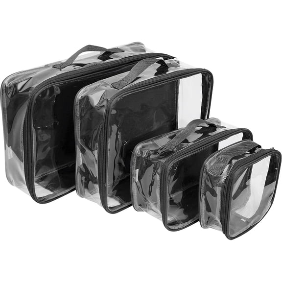 Clear Packing Cubes set of 4 / Packs 7-10 Days of Clothes/ PVC Plastic Storage Bags