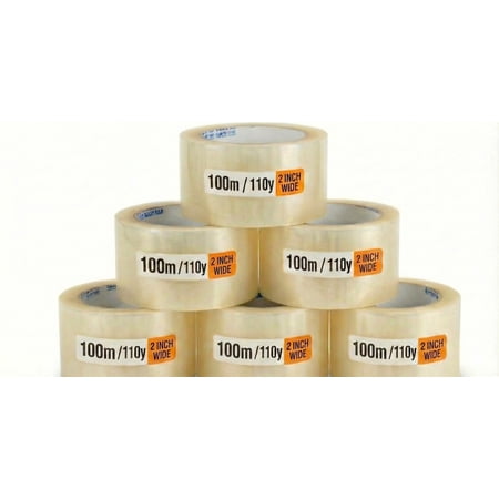 Clear Packing Tape, 2 Inch x 110 Yards, Heavy Duty 50 Micron Thickness, Strong Adhesive Shipping Tape for Boxes and Moving, 6 Rolls