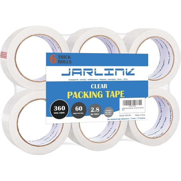 Clear Packing Tape (6 Rolls), Heavy Duty Packaging Tape for Shipping Packaging Moving Sealing, Stronger & Thicker 2.8mil, 1.88 inches Wide, 60 Yards Per Roll, 360 Total Yards