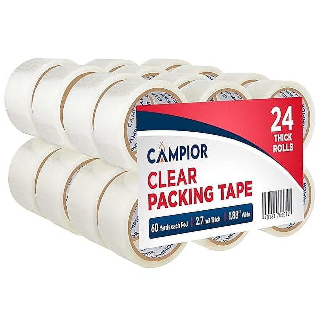 Clear Packing Tape - Heavy Duty Packaging Tape for Shipping, Packaging, and Sealing, 1.88In x 60 Yards, 2.7mil Thick, For Personal and Professional Use, Thick Clear Packing Tape, 24 Tape Rolls