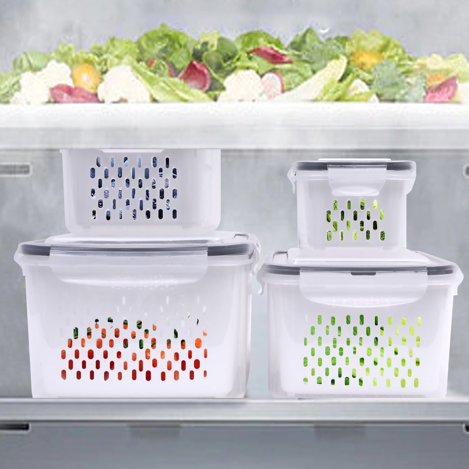 Clear Pantry Organizer Bins, 8 PCS Food Storage Bins W/Handle for Refrigerator Fridge,