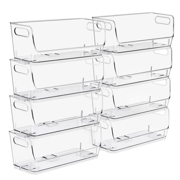 Clear Pantry Organizer with Stackable Storage Bins, Open Front