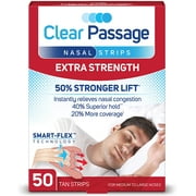Clear Passage Nasal Strips Extra Strength, Tan, 50 Count, Works Instantly to Improve Sleep, Snoring, and Nasal Congestion