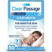 Clear Passage Nasal Strips Medium, Clear, 50 Count | Works Instantly to Improve Sleep, Snoring, and Nasal Congestion