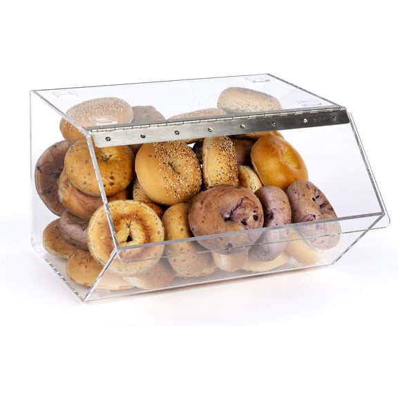 Clear Pastry Display Case for Bagels and Other Baked Goods, Clear, Stackable, with A Hinged Door