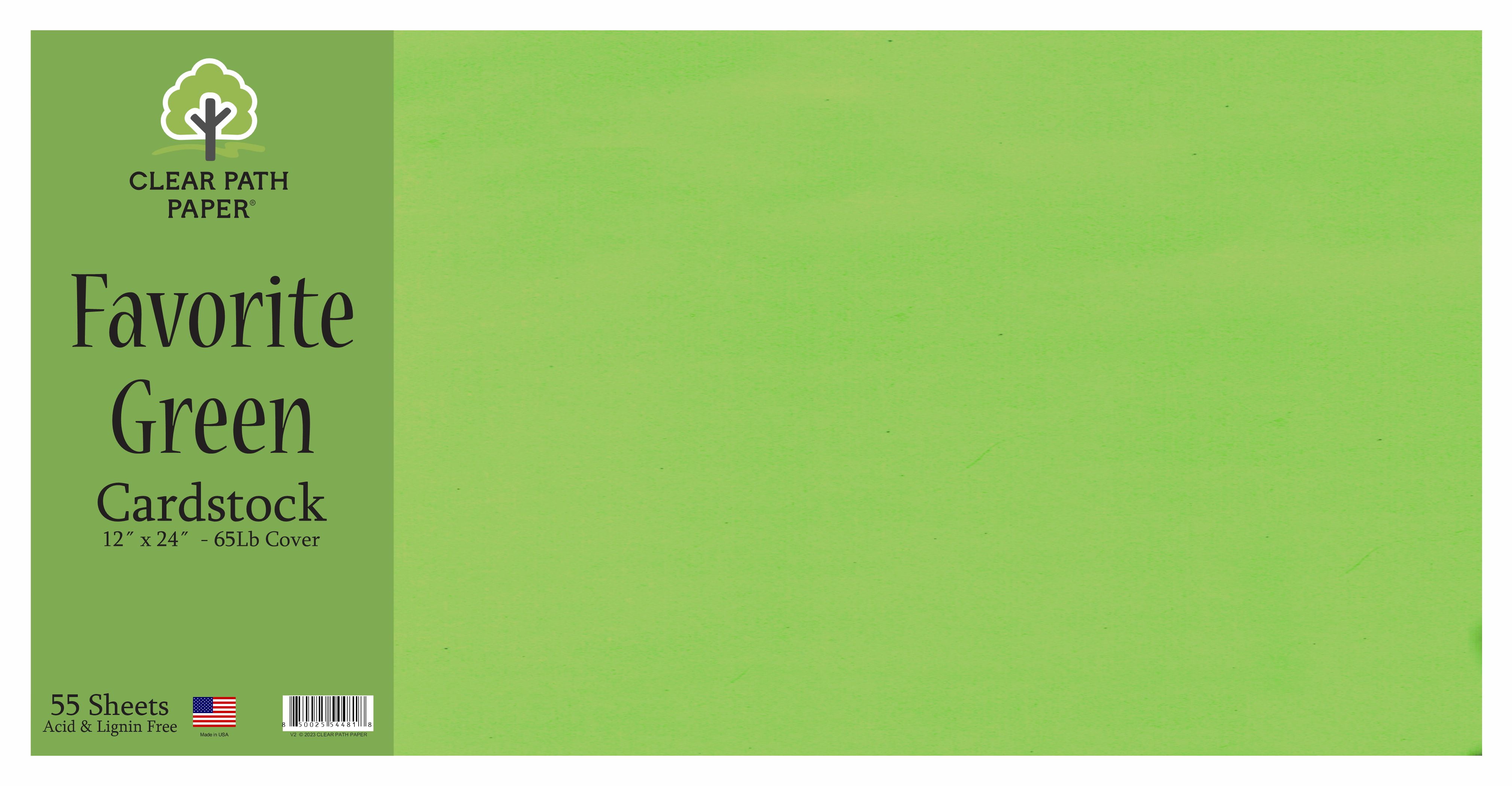 Clear Path Paper Favorites 12 x 24 inch Green Smooth Cardstock 65lb Cover (55 Sheets)