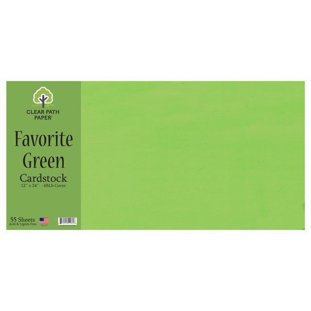Clear Path Paper Favorites 12 x 24 inch Green Smooth Cardstock 65Lb