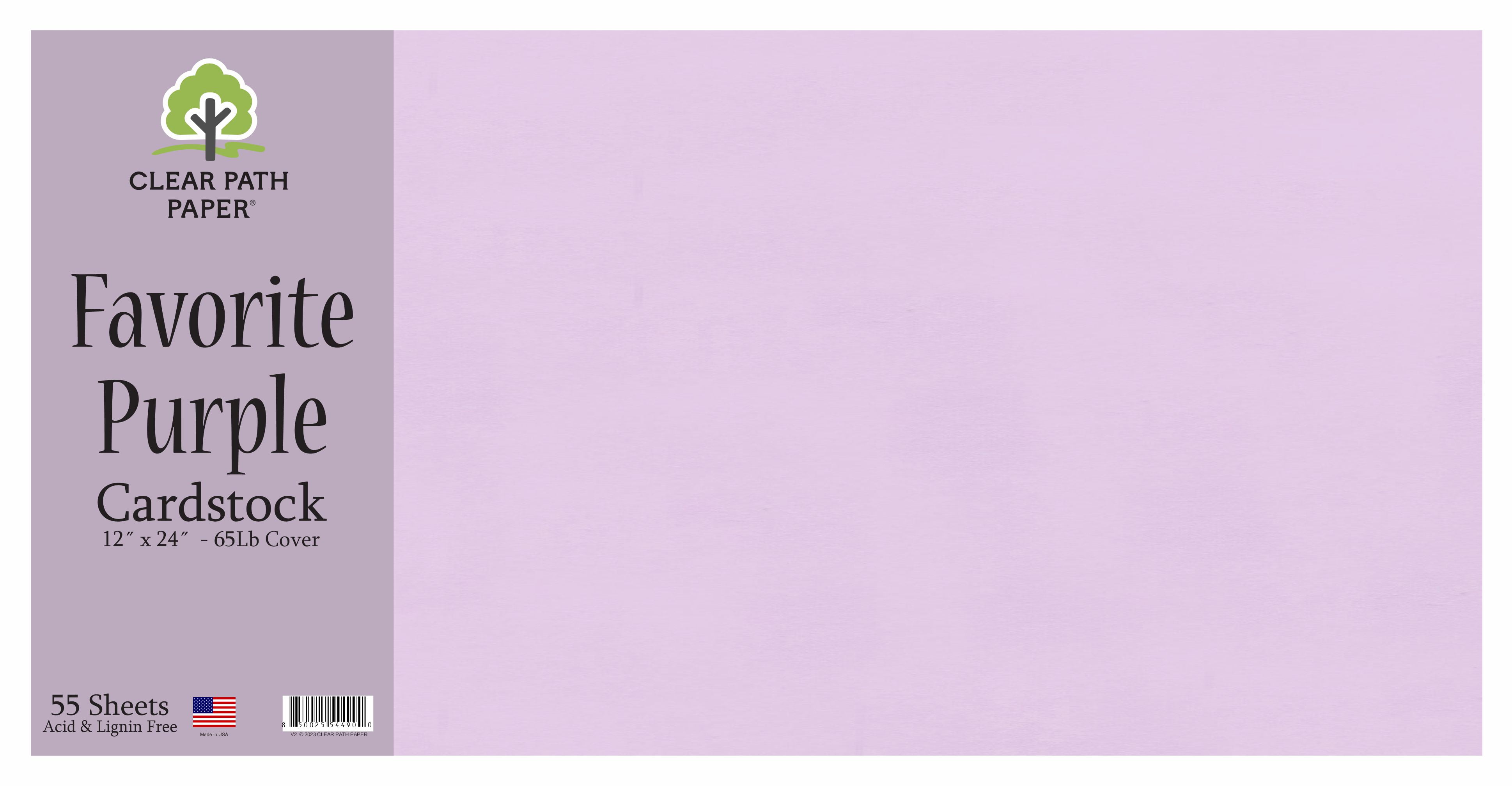 Clear Path Paper Favorites 12 x 24 inch Purple Smooth Cardstock 65lb Cover (55 Sheets)