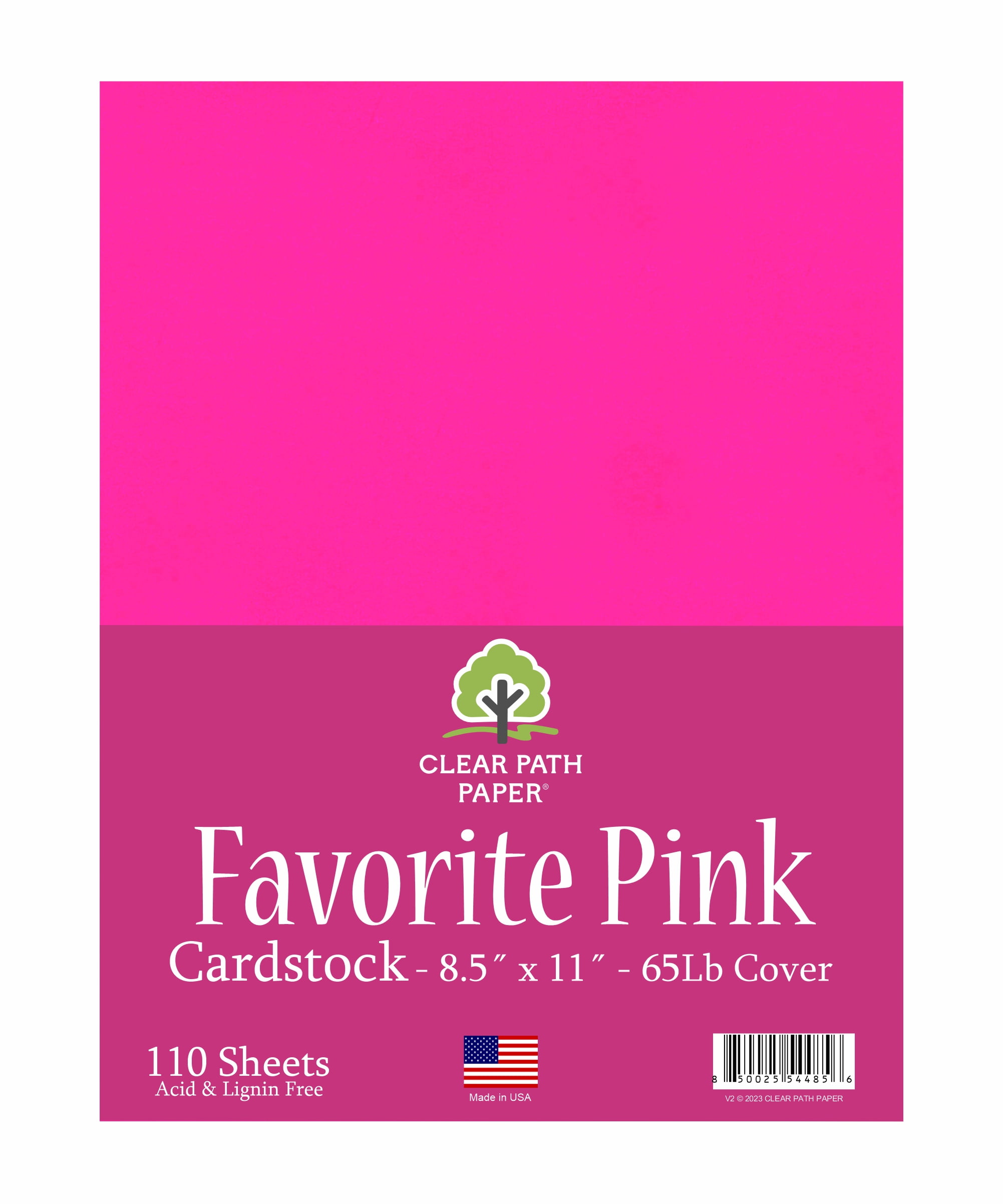 Clear Path Paper Favorites 8.5 x 11 inch Pink Smooth Cardstock 65lb Cover (110 Sheets)