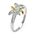 thumbnail image 1 of Clear Pave Set Cubic Zirconia Two Tone Butterfly Ring Rhodium Plated Sterling Silver Size 6, 1 of 3
