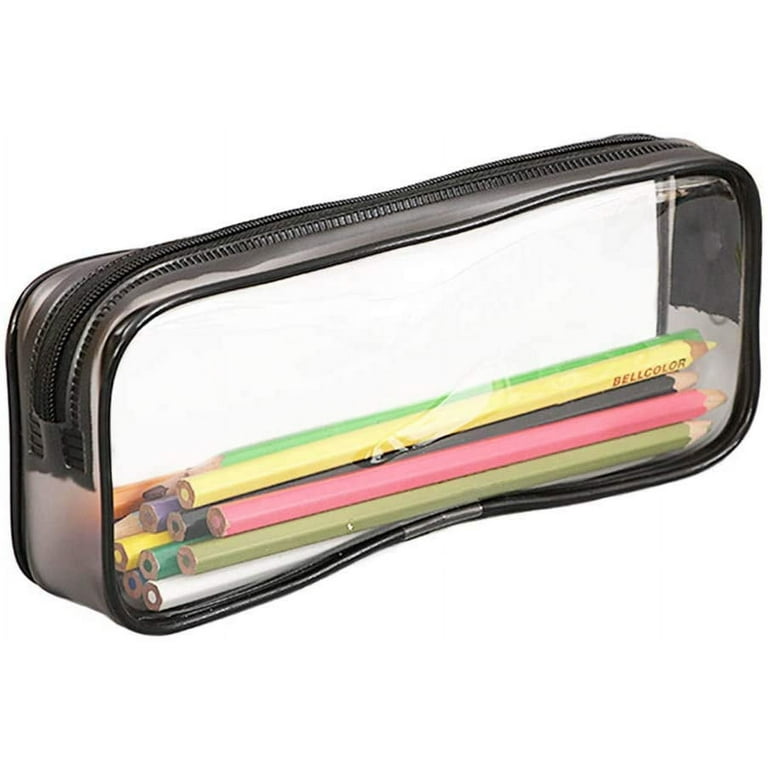Simple Transparent Pencil Pouch With Zipper & Large Capacity For School &  Office